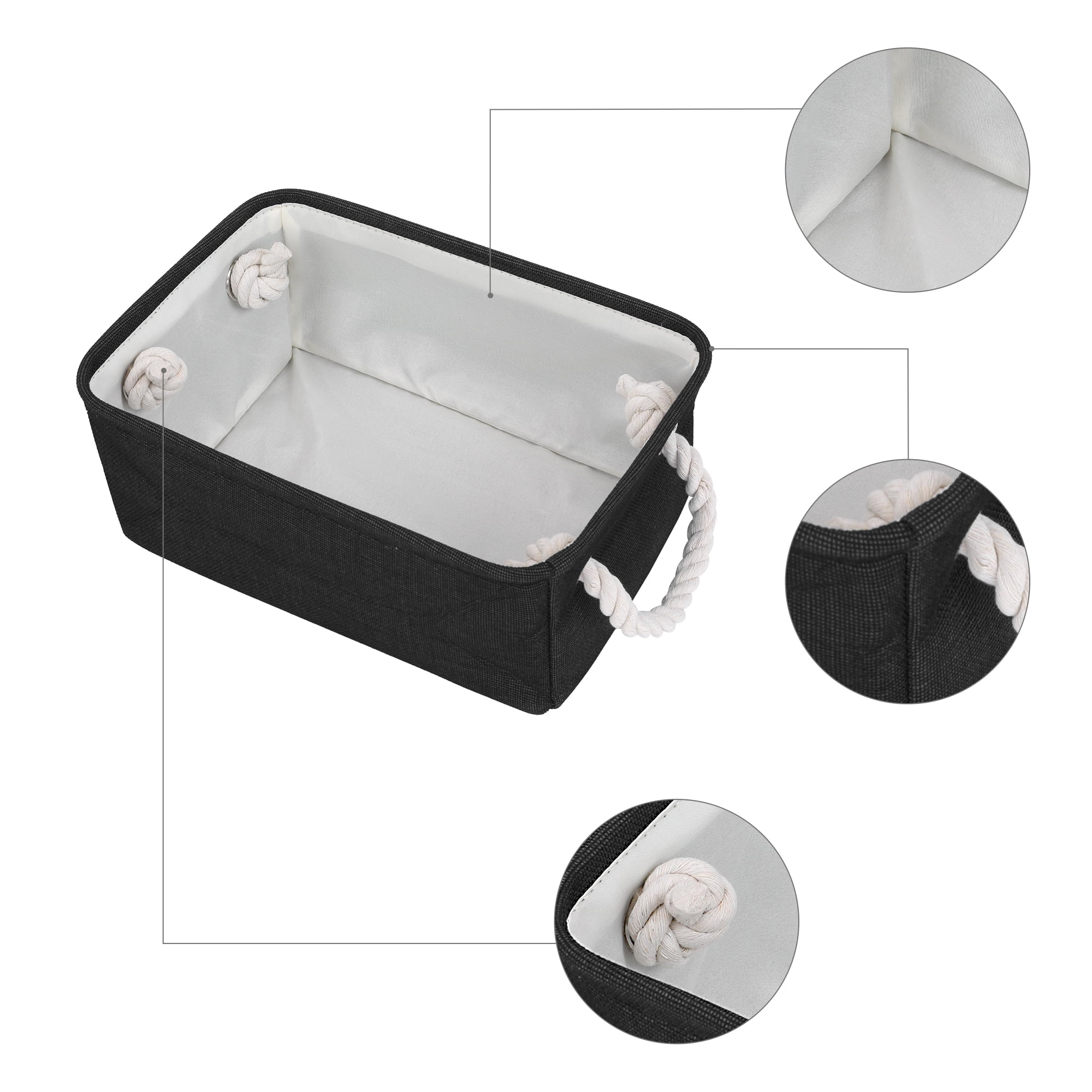 Unique Bargains Storage Bin with Handles for Closet Organizers Black 12.2"x8.3"x5.1"