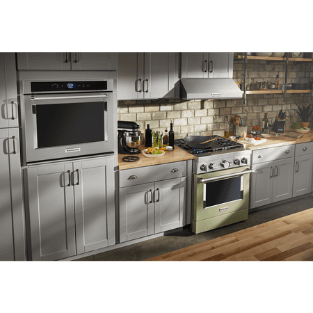KitchenAid - 4.1 Cu. Ft. Freestanding Dual Fuel True Convection Range with Self-Cleaning - Avocado cream