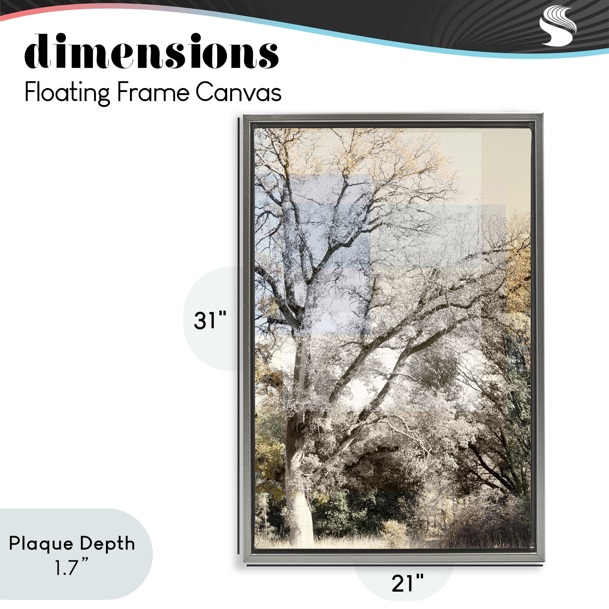 Stupell Industries Tree Collage Layers Gray Framed Floater Canvas Wall Art, design by Gemma Bardot