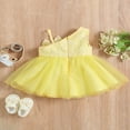 thumbnail image 4 of Baby Girls Princess Dress One Shoulder Sleeveless Bow Front Lace Dress, 4 of 8