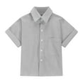 thumbnail image 5 of SEAOPEN Girls Cotton Linen Shirts Short Sleeve Button Down Shirts Children Summer Bohemian Rolled Sleeve Linen Tops Gray,12-14, 5 of 8