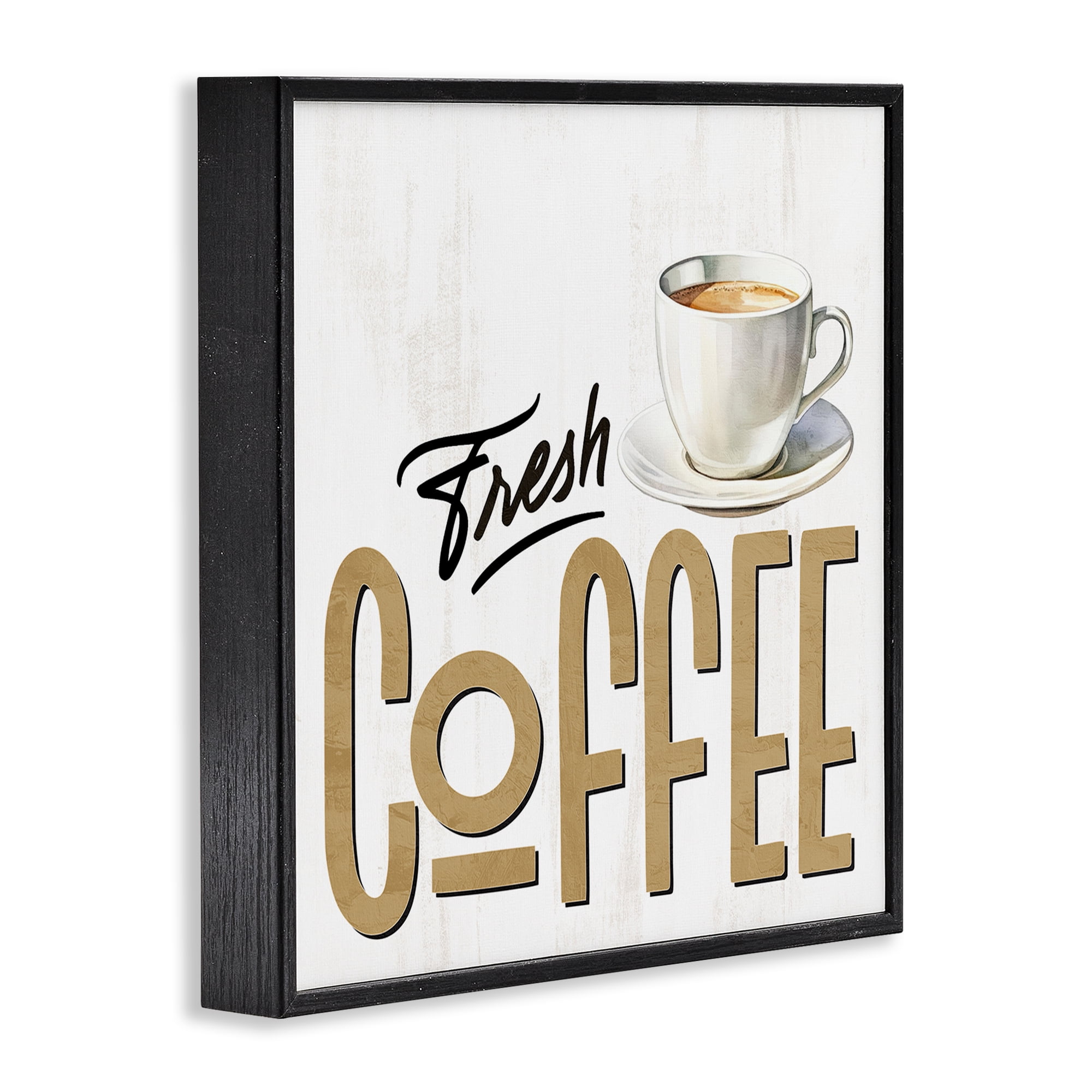 Stupell Industries Fresh Hot Coffee Black Framed Giclee Art, design by Kim Allen