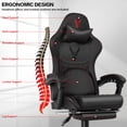 thumbnail image 2 of Ergonomic Video Gaming Chair with Footrest, Lumbar Support, Headrest | 360° Swivel Computer Chair Height Adjustable Reclining Recliner with Linkage Armrests for Game Room, Home Office, Black, 2 of 8
