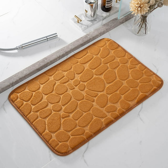 Memory Foam Bath Mat | Premium Polyester Bathroom Rug | 50x80 Inches | Non-Slip PVC Backing | Low Profile 0.31" | Water Absorbent Polka Dot Pattern | Machine Washable Indoor Mat | Grey