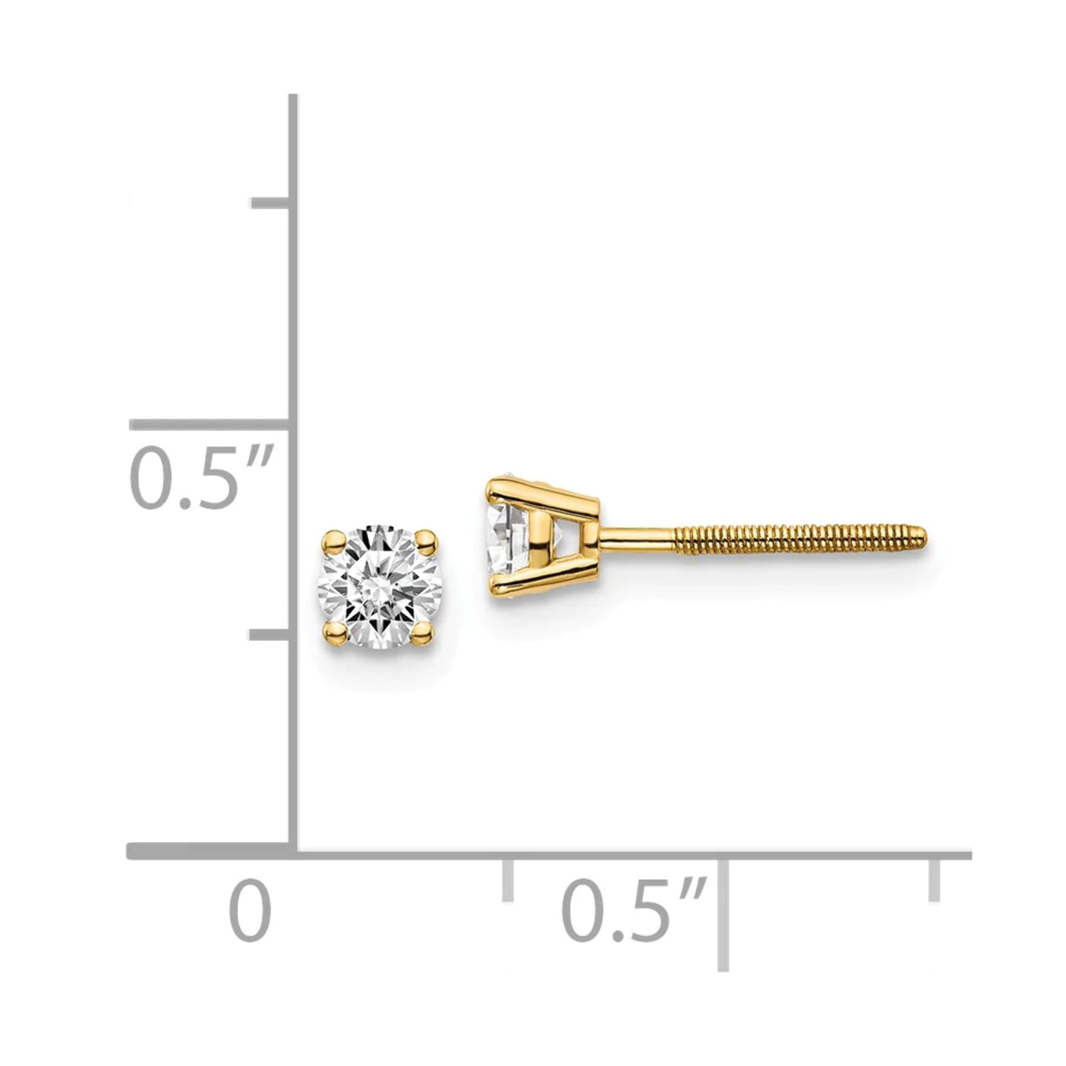 14Ky .40ct. VS2/SI1 G-I Diamond Stud Thread on/off Post Earrings
