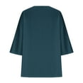 thumbnail image 5 of Guieoi Womens Tops Plus Size Women's Trendy Fall V Neck Three-quarter Sleeve Solid Blue Black*Friday/Cyber*Monday, 5 of 6