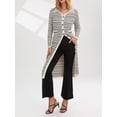 thumbnail image 2 of Multitrust Women's Spring Autumn Long Knitwear Long Sleeve Lapel Button Down Striped Sweater with Pockets, 2 of 9