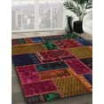 thumbnail image 3 of Ahgly Company Machine Washable Indoor Round Abstract Burgundy Red Area Rugs, 3' Round, 3 of 7