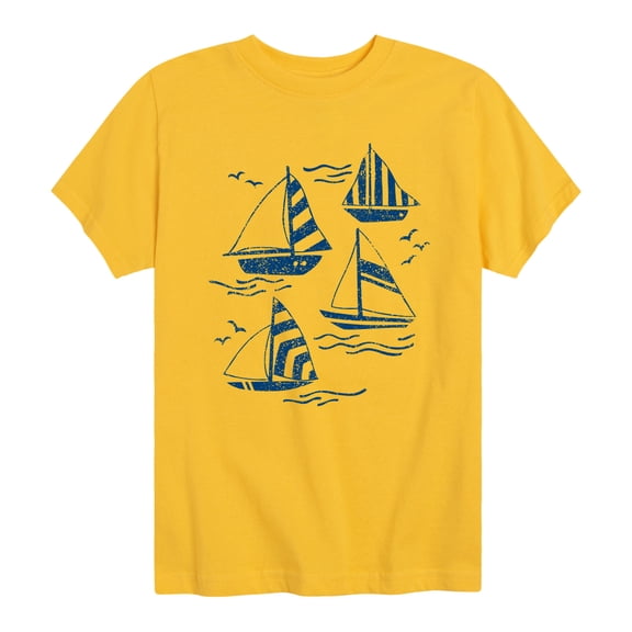Instant Message - Sailboat One Color - Youth Boys Short Sleeve Graphic T-Shirt