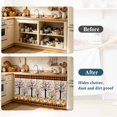 thumbnail image 4 of Pumpkins Thanksgiving Cabinet Curtain 28"Wx51"L,Dustproof Storage Cabinet Curtain with Self Adhesive Tape,Fall Black Orange Plaid Leaves Retro Tall Pantry Cover Drape for Kitchen,Utility Closet, 4 of 9