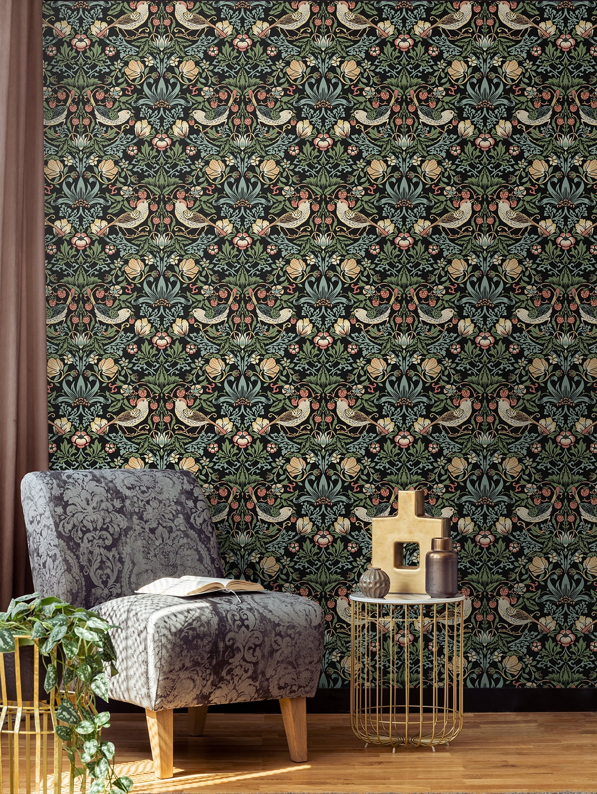 NextWall Ebony Aves Garden Peel and Stick Wallpaper