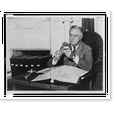 thumbnail image 2 of Historic Framed Print, [Franklin D. Roosevelt, half-length portrait, seated at table examining postage stamp collection], 17-7/8" x 21-7/8", 2 of 9