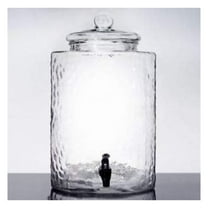 5 Gallon Hammered Glass Beverage Dispenser with Spigot - Large Drink Dispenser for Parties, Weddings, Lemonade, Iced Tea, Cold Brew - Decorative Glass Container