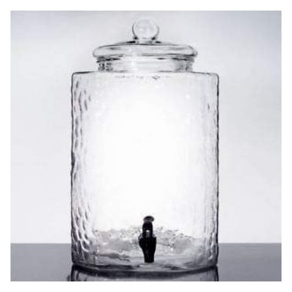 5 Gallon Hammered Glass Beverage Dispenser with Spigot - Large Drink Dispenser for Parties, Weddings, Lemonade, Iced Tea, Cold Brew - Decorative Glass Container