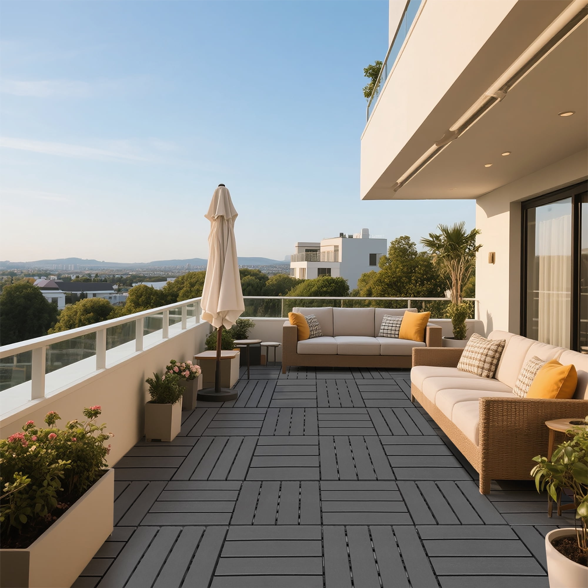 44-Pack Interlocking Deck Tiles 12" x 12" Waterproof Outdoor Patio Flooring Tiles