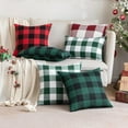 thumbnail image 5 of St. Patrick''s Day Decorations Pack of 2 Buffalo Check Plaids Throw Pillow Covers Classic Retro Linen Farmhouse Soft Square Pillowcases for Sofa Bedroom Couch 16 x16 Inch Green and White, 5 of 6