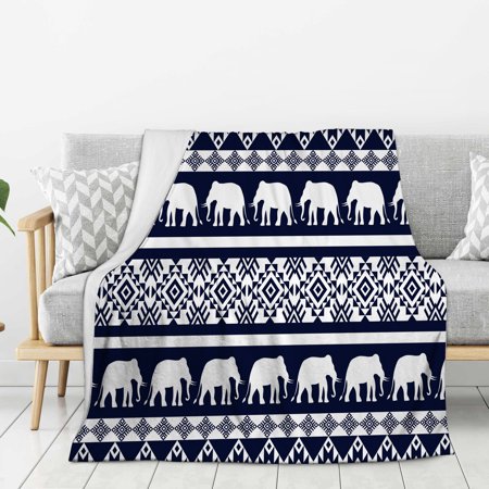 Cozy Bed Blanket Elephant Ethnicity Floral Super Soft Throw Flannel Blanket Couch Sofa Bed for Kids Men Women 40"x30"