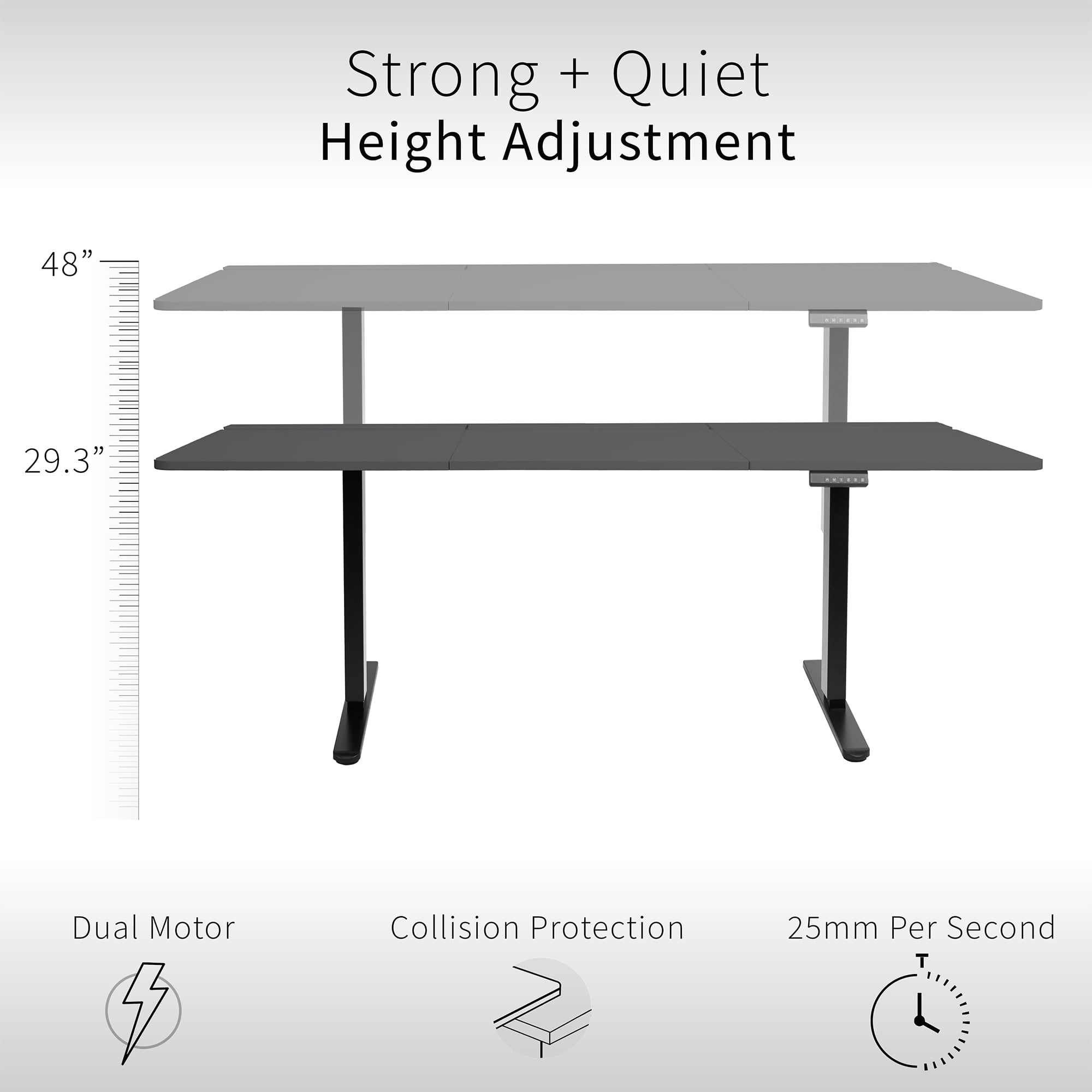 VIVO Electric 71" x 30" Desk, Full Pad, Black Hidden Cable Tabletop, Black Frame