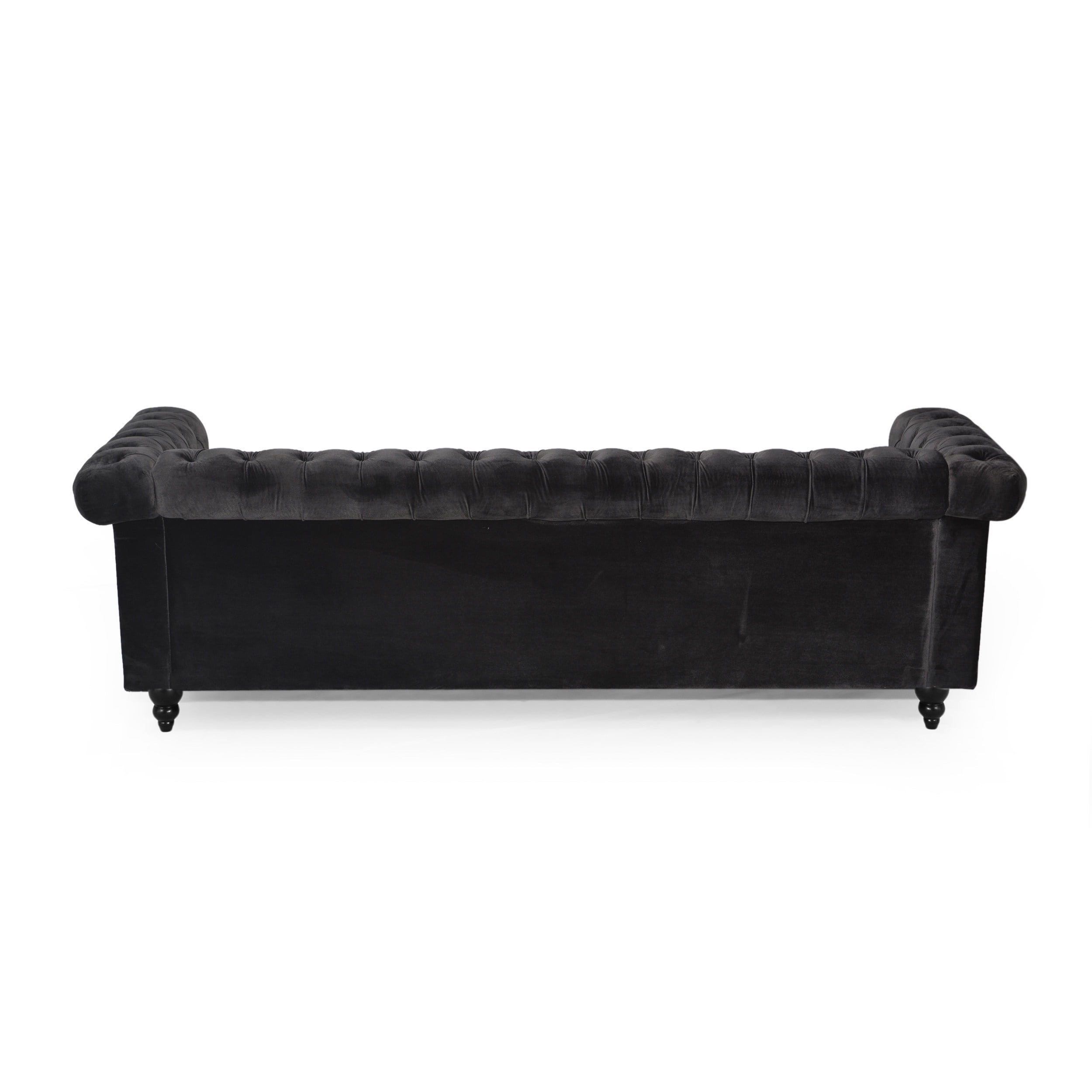 Noble House Kabella Botton Tufted Sofa, Black, Dark Brown