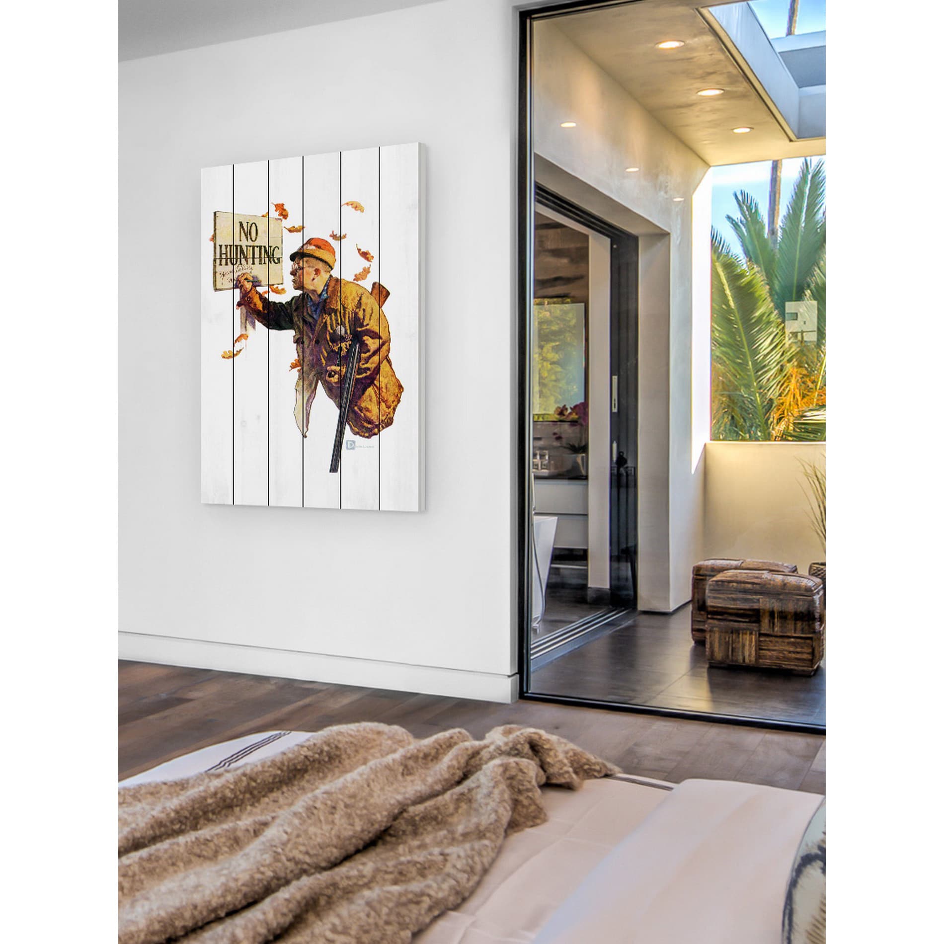 Marmont Hill "No Hunting" Painting Print on White Wood