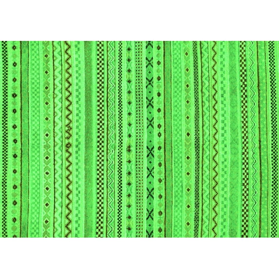Ahgly Company Indoor Rectangle Abstract Green Modern Area Rugs, 2' x 4'