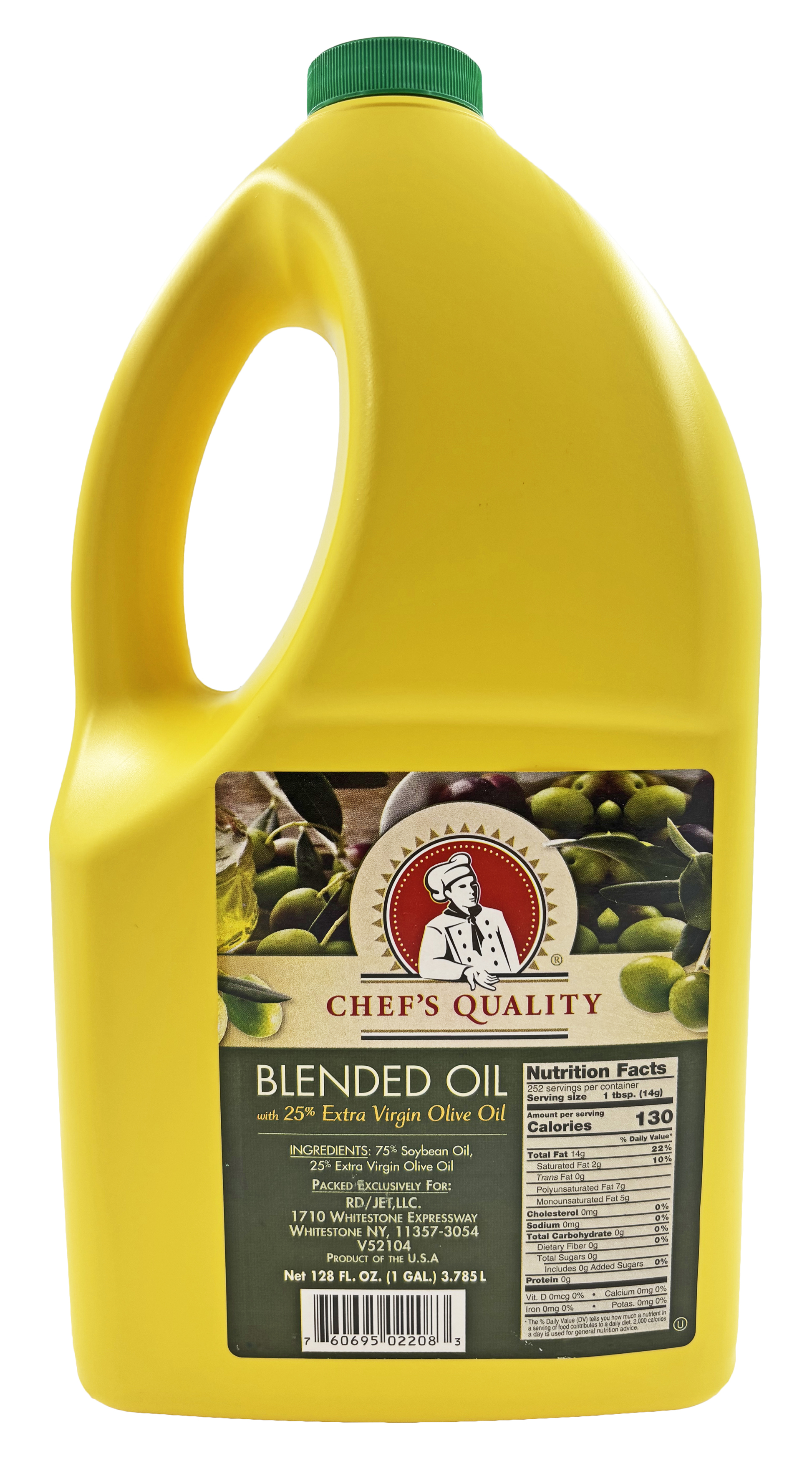 Chef's Quality Blended Oil | 25% Extra Virgin Olive Oil & 75% Soybean Oil | Kosher | 1 Gallon