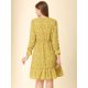 thumbnail image 5 of Vestido A Media Pierna De Leopardo Con Dobladillo Con Volantes Y Manga Larga En La Parte Delantera Con Cuello Redondo Y Cuello Redondo Para Mujer Amarillo M, 5 of 6