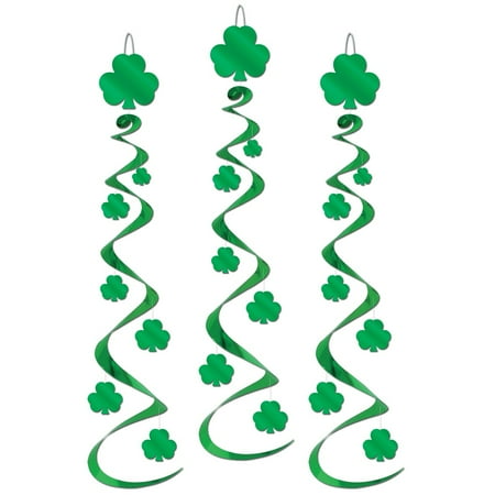 Beistle Club Pack of 18 Green Shamrock St. Patrick's Day Hanging Whirl Decorations 30"