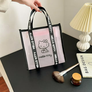 New Genuine Sanrio Cute Mesh Portable Cosmetic Bag Toiletry Bag Snack  Shopping Bag Storage Bag Kuromi Hellokitty Children's Gift