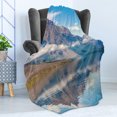 thumbnail image 4 of Glacier National Park Soft Flannel Fleece Throw Blanket, Clouds on Lake McDonald with a Reflection on Water in Blue Tones, Cozy Plush for Indoor and Outdoor Use, 50" x 60", Multicolor, by Ambesonne, 4 of 5