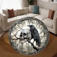 thumbnail image 3 of Round Area Rug, Moon Skull Raven Non-Slip Floor Mat, Soft Washable Carpet for Living Room Bedroom Decor 24 Inch, 3 of 6