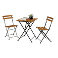 thumbnail image 2 of Clearance! Outdoor Folding Bistro Set, 3 Piece Solid Teak Wood Table and Chairs Set, Modern Patio Furniture Sets with Powder Coating Frame and Navy Cushion, Small Bistro Set for Garden Porch, J2891, 2 of 19