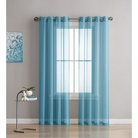 Grommet Semi Sheer Curtains 2 Pieces Total Size 108 Inch Wide