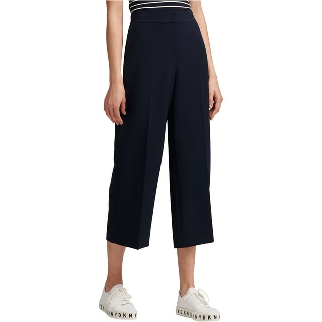 DKNY Pantalon Grand Décontracté pour Femmes, Bleu, 10