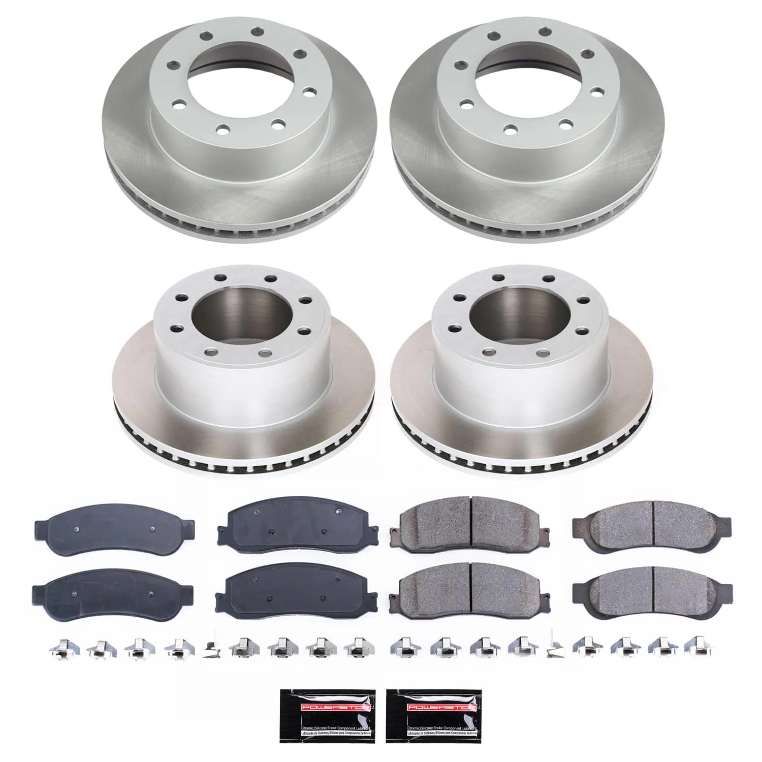 PowerStop Front and Rear Semi-Coated Rotor and Low-Dust Ceramic Brake Pad Kit SC6547