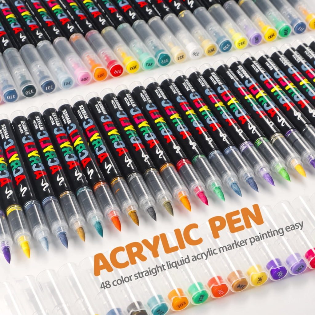 Zeiwohndc Brush Tip Liquid Acrylic Marker Multifunction Acrylic Paint Pen for Painting