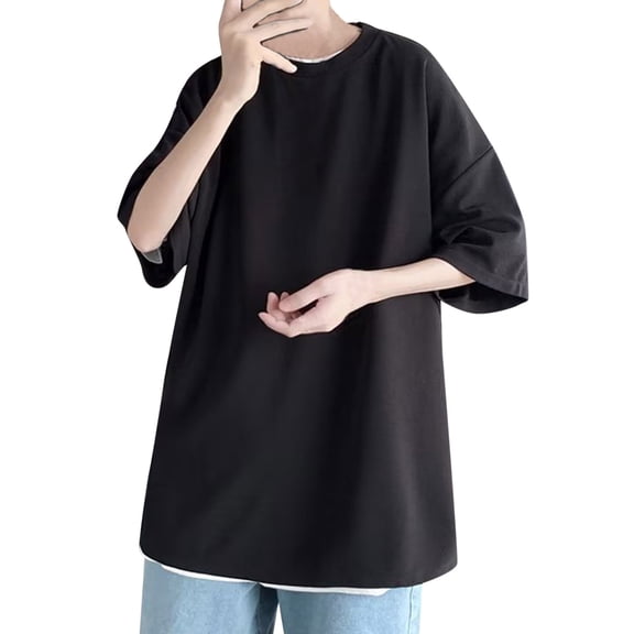 Sngxgn Men's Slim-Fit Short-Sleeve Crewneck T-Shirt(Black,XXXL)