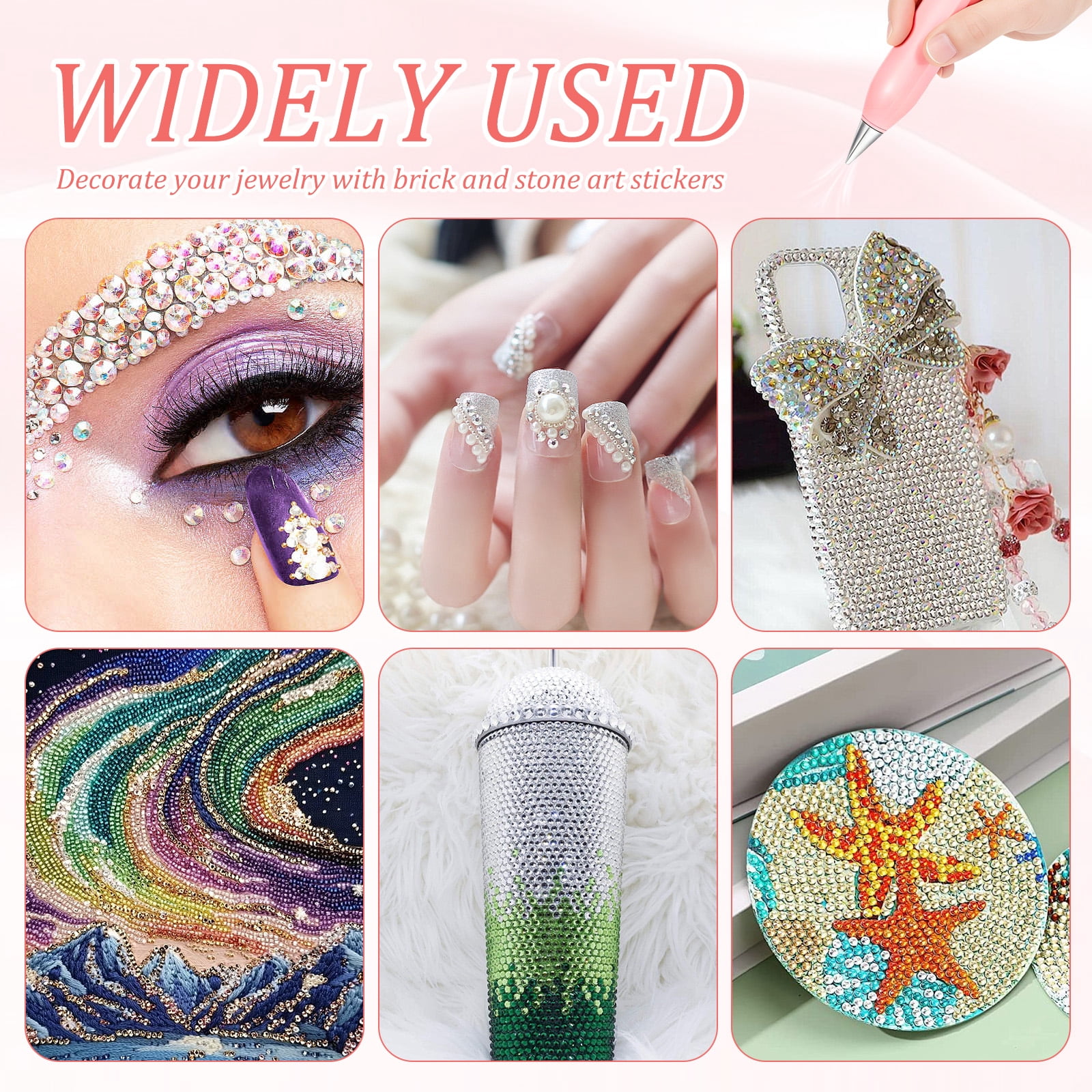 Electric Diamond Painting Pen with 4 Drill Nibs, Rechargeable Vacuum Rhinestone Art Pen Kit – Multipurpose Portable Tool for Adults DIY