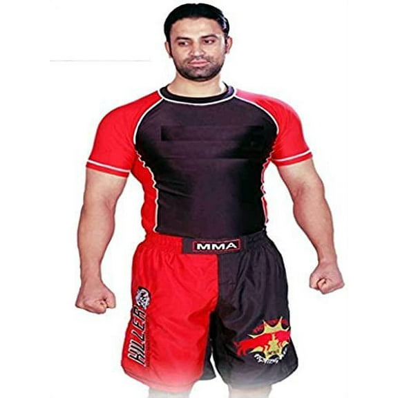 Two Tone Rashguard in Black/Red Half Sleeve Size XXS no Logo Gym Equipment Grappling, Kickboxing Rash Guards, Fighting, Muay Thai Training Rash Guards