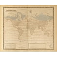 thumbnail image 2 of Vintage Maps 14x12 Black Ornate Wood Framed with Double Matting Museum Art Print Titled - Mean Temperature Across the Globe Isothermal Lines, 2 of 4