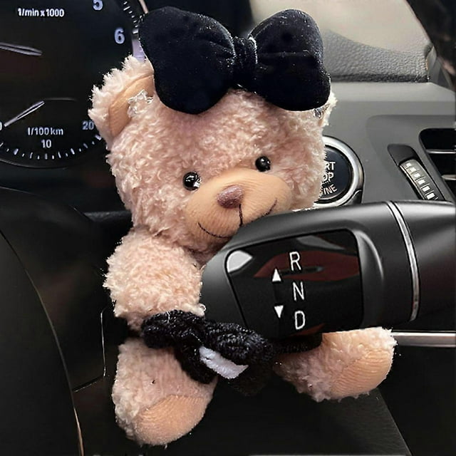 Cute Interior Accessories for Windshield Wiper Gear Lever & Shift Grip, Unique Car Ornaments Teddy Bear Plush Decor for Vehicle Interior