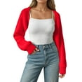 thumbnail image 1 of Tiweut Cardigan pour Femmes Manteau Chandail Veste Courte Automne Polyvalent Vêtements d'Extérieur Blouses Rouges,P, 1 of 6