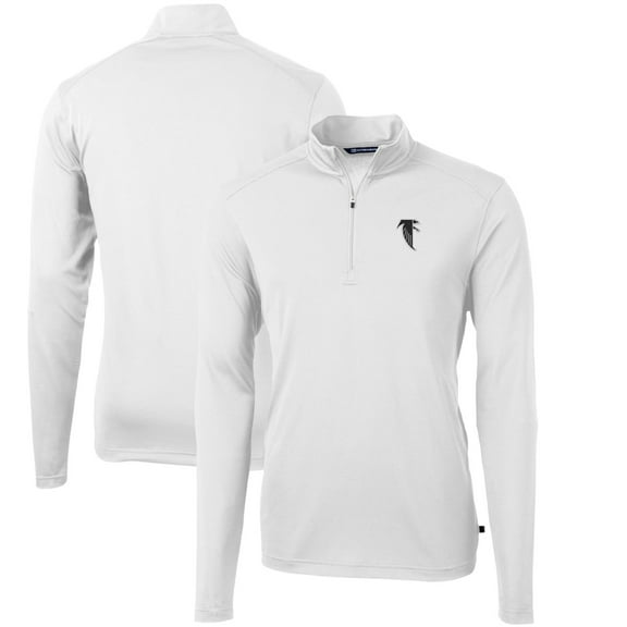 Men's Cutter & Buck White Atlanta Falcons Throwback Logo Virtue Eco Pique Recycled Quarter-Zip Pullover Top
