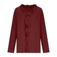 thumbnail image 4 of Cotton Shirts for Women Button Down Shirts Casual Solid Color Long Sleeved Shirt Collar Tops, 4 of 6