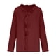thumbnail image 5 of Craaazy Women's Relaxed Fit V Neck Blouse, Solid Color Long Sleeve Ruffle Accent Top, Loose Comfy Cotton Linen Tee for Work & Daily Wear Gifts, 5 of 6