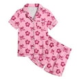 thumbnail image 4 of oqasdz 2 Piece Set Girls Pajamas For Kids Children Graphic Print Short Sleeve Button Shirt and Shorts Pajama Set/11-12 Years, 4 of 5