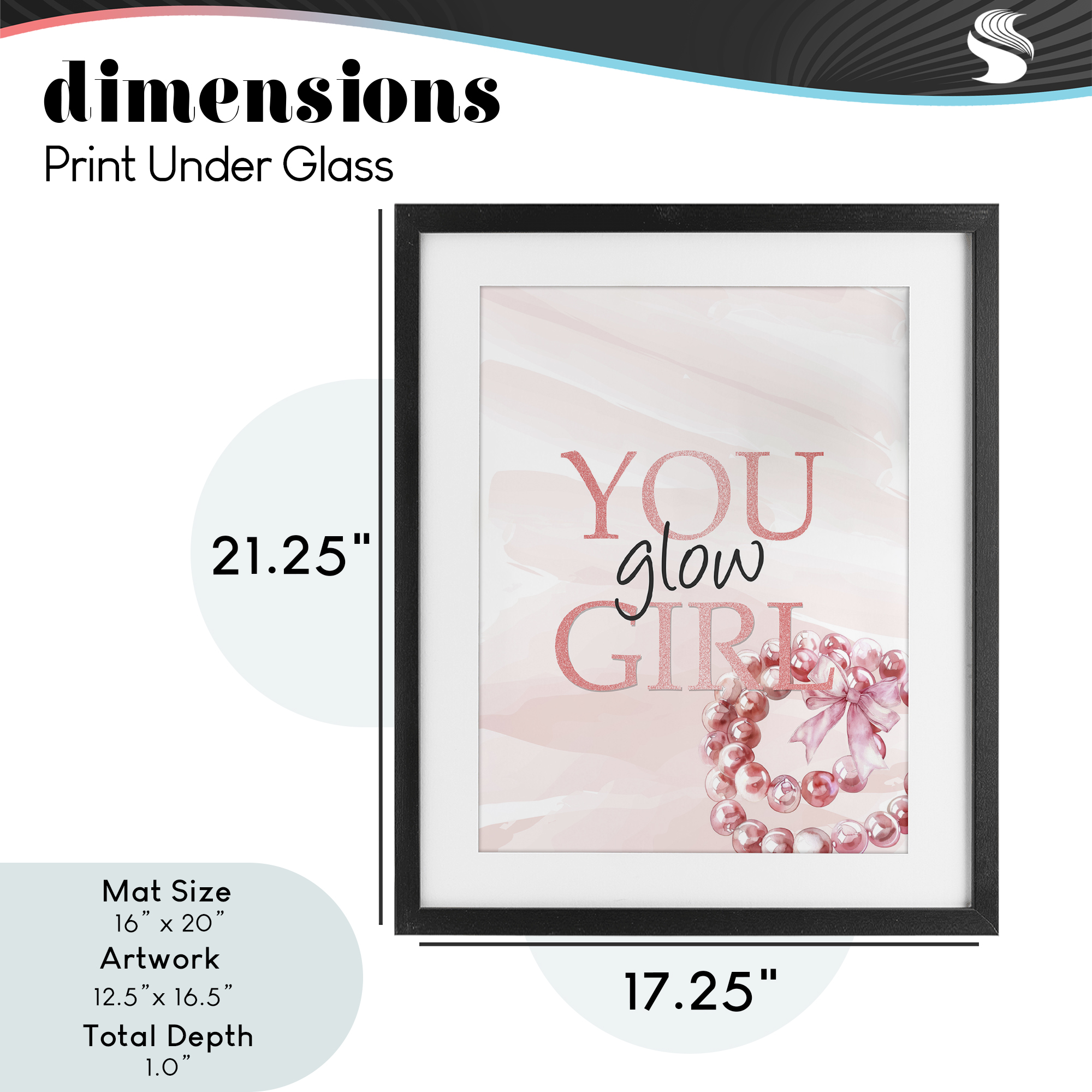 You Glow Girl Feminine Black Framed Print Under Glass, design by Kim Allen