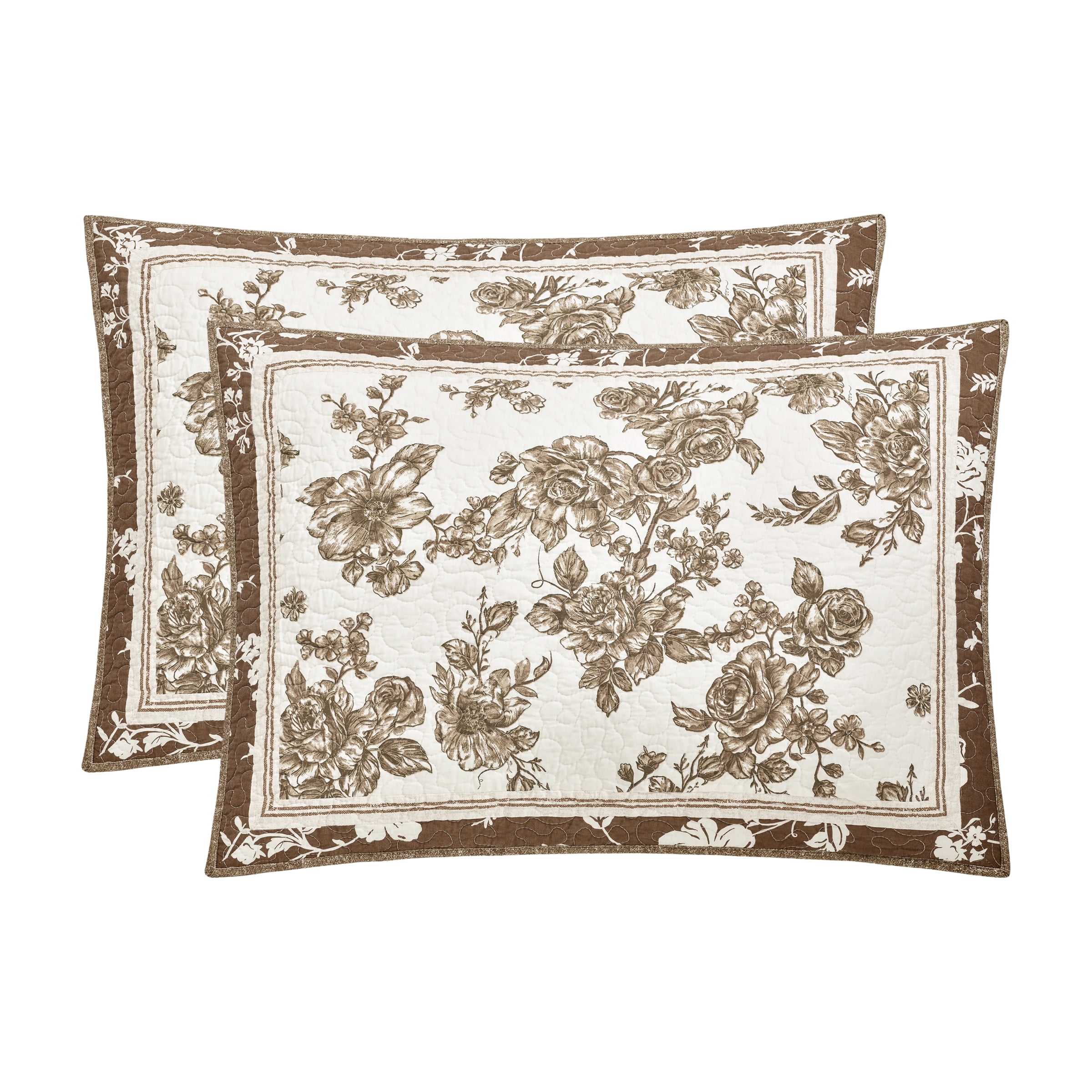 The Pioneer Woman Avery Cotton Patchwork Pillow Shams, Standard, Tibet Brown, 2 Pack