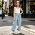 thumbnail image 7 of Ruyang 3T-15Years Girls Lightweight Baggy Joggers Elastic Waist Wide Leg Pants Kids Teen Hip Hop Dance Casual Sports Trousers, 7 of 7