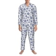 thumbnail image 3 of Hirioo Dark Blue Snowflakes for Men's Pajama Sets 2 Piece Pjs Men's Long-Sleeved Pajama Set Button Down Sleepwear,S-XXL-X-Large, 3 of 7